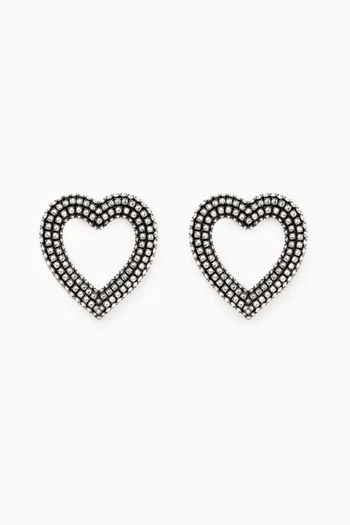 Heart 2.0 Earrings with Rhinestone in Brass & Resin