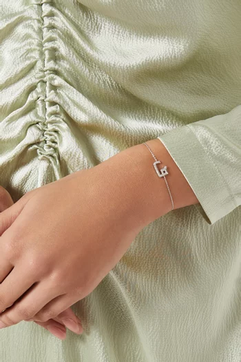 Initial Diamond Bracelet - Letter "F" in 18kt White Gold