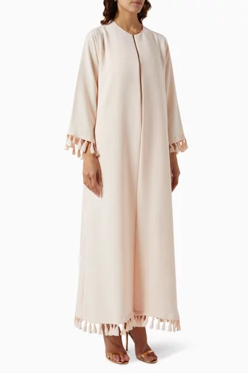 Knotted Tassel-tipped Abaya in Crepe