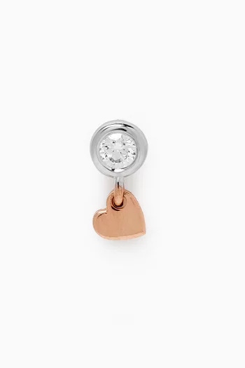 Solitaire Heart Diamond Single Earring in 14kt Rose Gold
