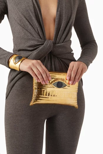 Evil Eye Evening Bag in Gold-plated Brass