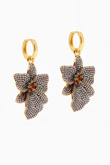 Orchid Crystal Hoop Earrings in 24kt Gold-plated Bronze