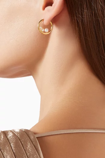 Trio Pearl Hoop Earrings in Gold Vermeil