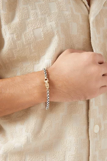 Box Chain Bracelet in Sterling Silver with 14kt Yellow Gold, 5mm