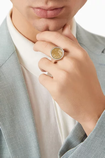 Water & Fire Duality Signet Ring in 18kt Gold & Sterling Silver