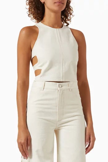 Cut-out Crop Top in Cotton-blend