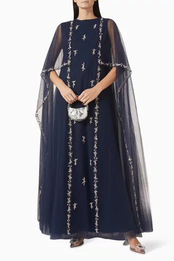 فستان متوسط الطول بفتحات على الأكمام فيسكوز ايكوفيرو ودانتيل