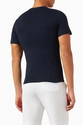 طقم تي شيرت بطبعة شعار الماركة قطن، 3 قطع