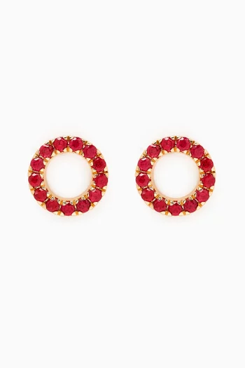Circular Ruby Stud Earrings in 18kt Gold