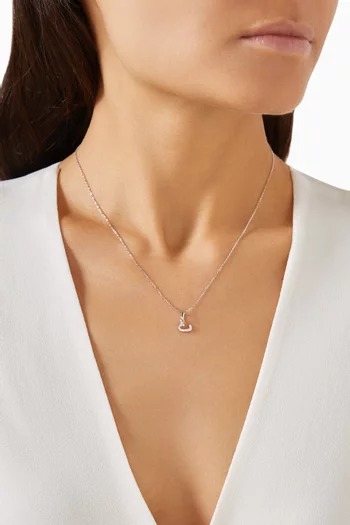 Arabic Letter Thaa ث Diamond Pendant Necklace in 18kt White Gold