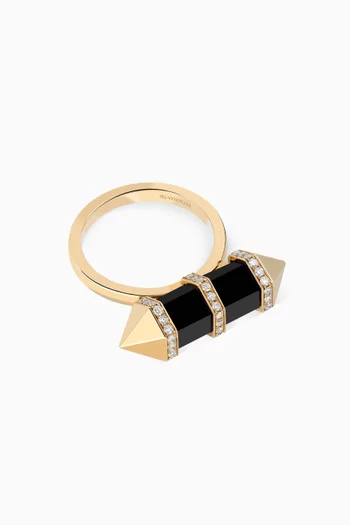 Chakra Medium Black Onyx & Diamond Ring in 18kt Gold