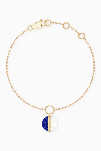 Kiku Glow Sphere Pearl & Lapis Lazuli Bracelet in 18kt Gold