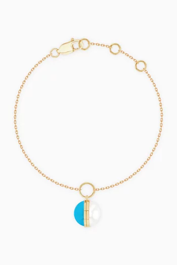 Kiku Glow Sphere Pearl & Turquoise Bracelet in 18kt Gold