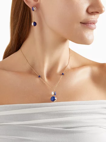 Kiku Glow Sphere Pearl & Lapis Lazuli Drop Earrings in 18kt Gold