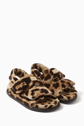 x KIM Sandals in Leopard-print Terrycloth