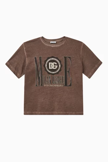 Washed Graphic Logo Print T-shirt in Cotton Jersey