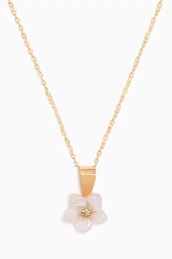 Floral Mother-of-Pearl Diamond Pendant in 18kt Yellow Gold