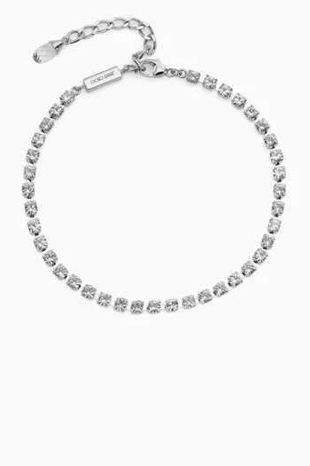 Saeda Crystal Anklet in Silver-finish Metal