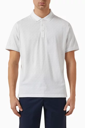 Greenwich All-over Logo Print Polo in Cotton Jersey