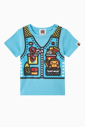 Baby Milo Fishing Vest Print T-shirt in Cotton