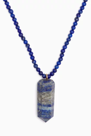 Iqra Beaded Necklace with Lapis in 18kt Yellow Gold