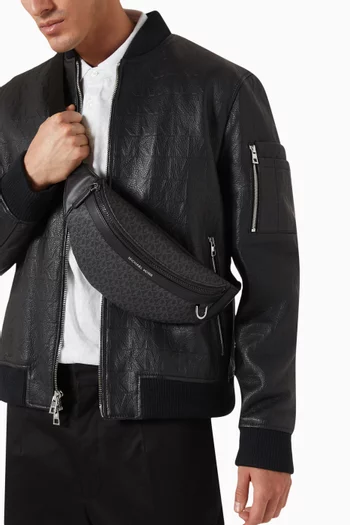 Small Greyson Zip Belt Bag in Leather