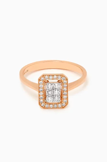 Barq Square Diamond Ring in 18kt Rose Gold