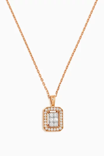 Barq Square Diamond Necklace in 18kt Rose Gold