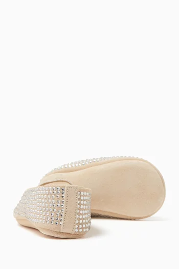 Rhinestone-embellished Ballet Flats in Suede