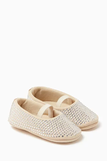 Rhinestone-embellished Ballet Flats in Suede