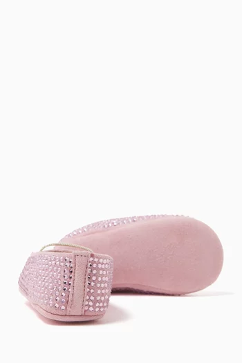 Rhinestone-embellished Ballet Flats in Suede