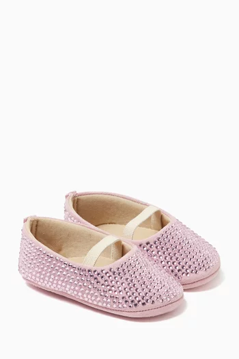 Rhinestone-embellished Ballet Flats in Suede
