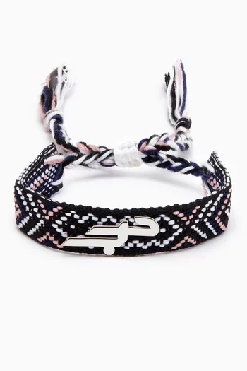 "Hob/ Love" Bracelet in Silver & Fabric