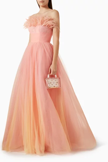 Strapless Feather Gown