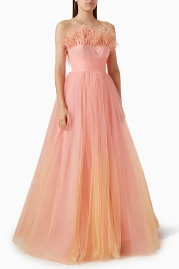 Strapless Feather Gown