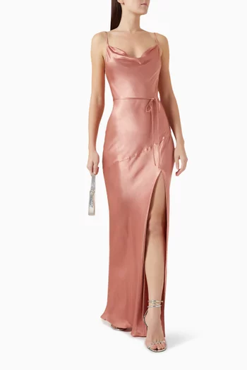 La Lune Bias Cowl Maxi Dress