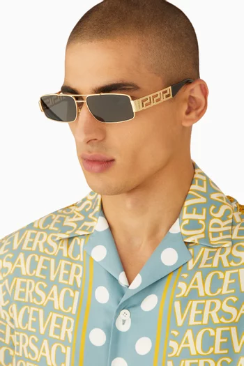 Meander Rectangle Sunglasses in Metal