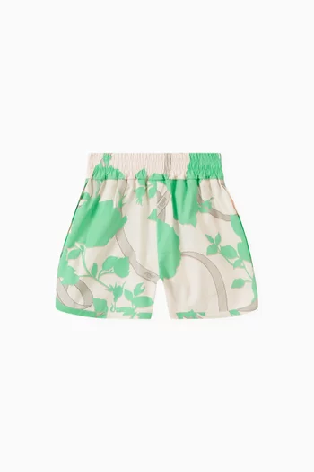 Floral Print Poplin Shorts in Cotton