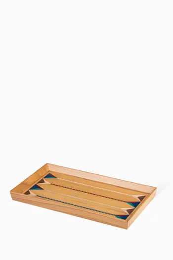 Rectangle Linear Pattern Serving Tray in Solid Walnut