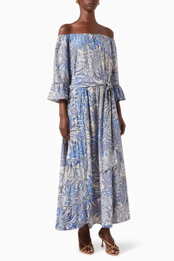 Mesa Off-shoulder Maxi Dress in Silk