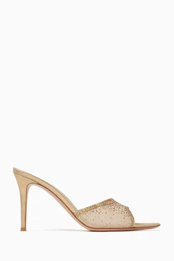 حذاء مفتوح رانيا مرصع بالكريستال أورجانزا وشمواه بكعب 85 مم