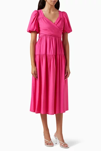 فستان ياسموديلا متوسط الطول بجزء علوي بتصميم ملفوف مزيج ايكوفيرو