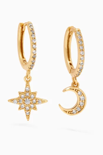 Stella Crescent & Star Earrings in 18kt Gold-plated Sterling Silver