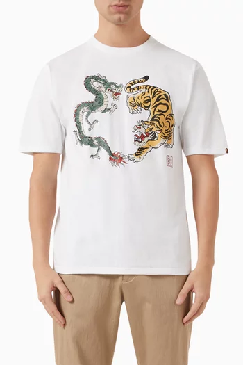 Japan Culture Tiger & Dragon T-shirt in Cotton