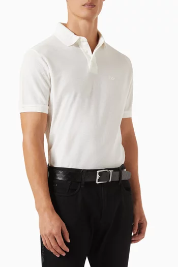 Logo Buckle Reversible Belt in Leather