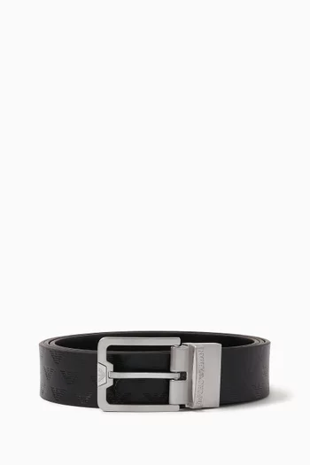 Logo Buckle Reversible Belt in Leather