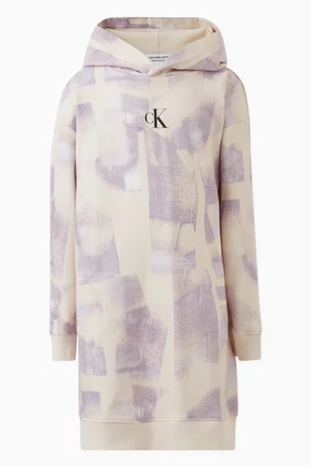 Logo-print Hooded Dress in Cotton