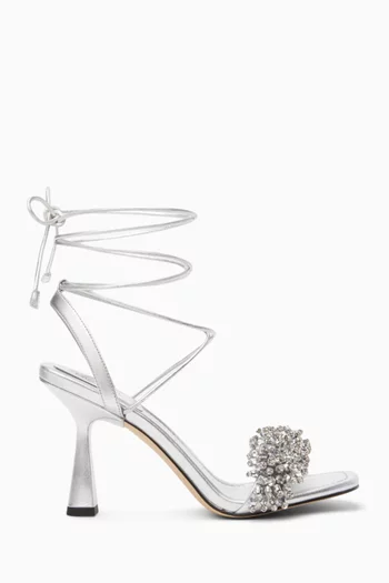 Lucia Crystal Lace-up Sandals in Leather