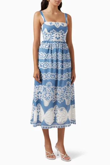 Ninet Lace Midi Dress in Cotton-blend