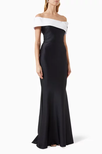 Off-shoulder Two-tone Gown
